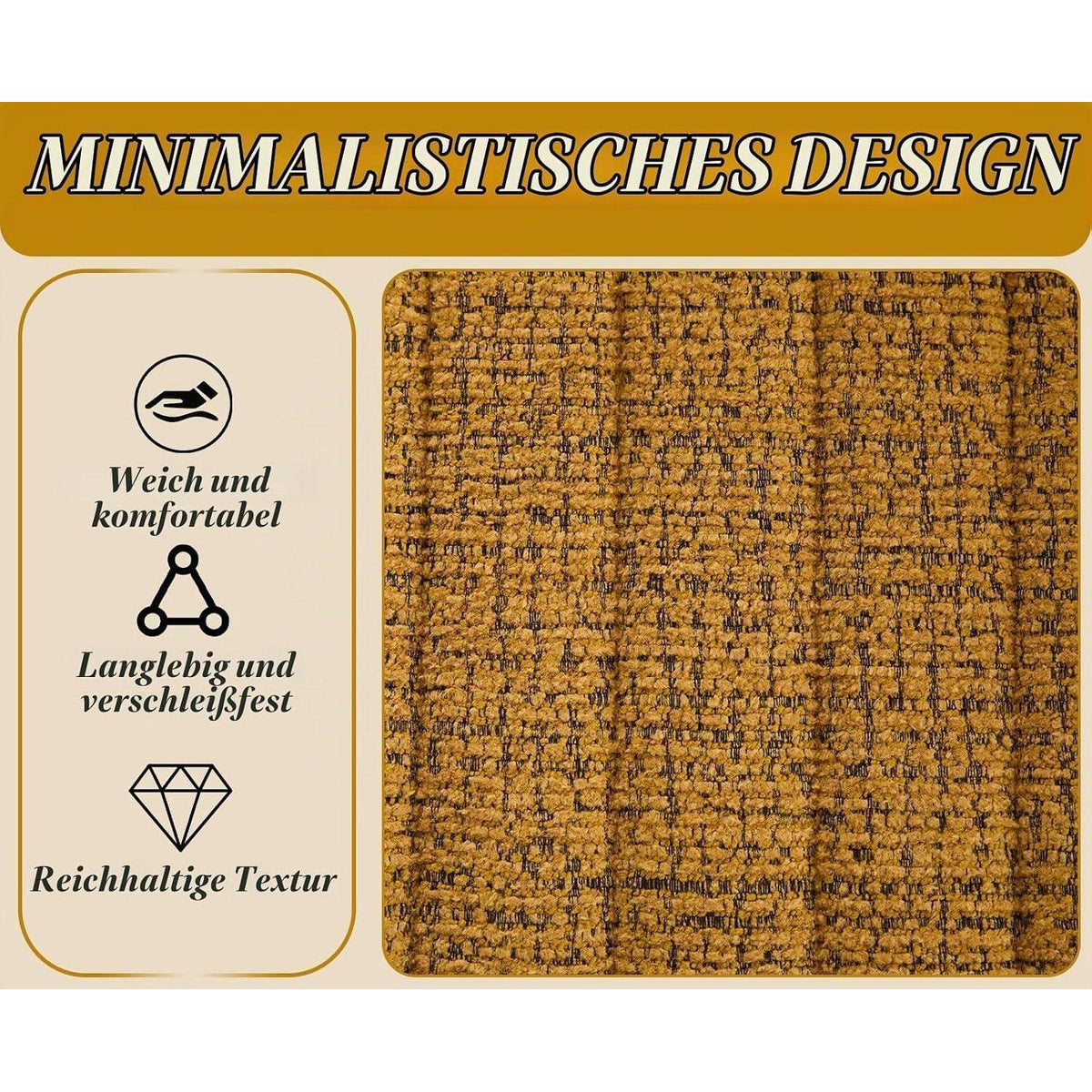 Gelbe Chenille Esszimmerstühle 2er Set mit Metallgestell