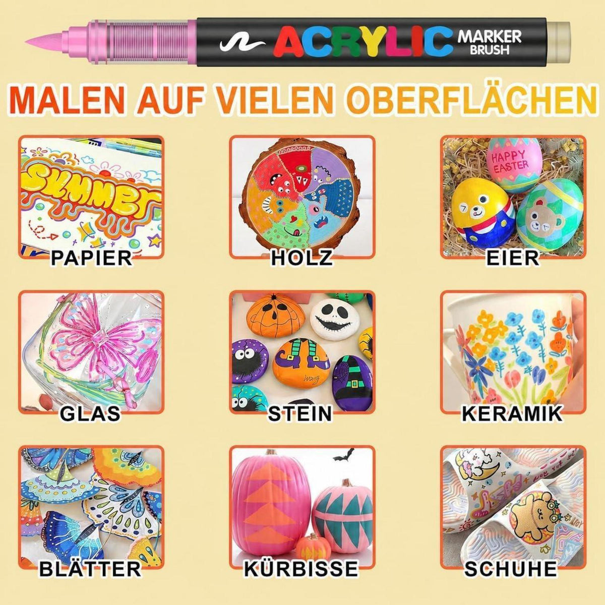 288 Acrylstifte Set – Wasserfest, Brush Tip, Vielseitig