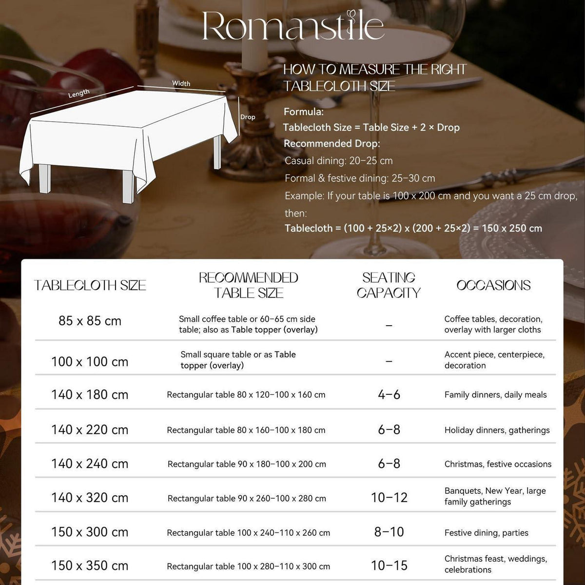 Weihnachtliche Tischdecke Gold Jacquard Rentier & Baum 150x300 cm