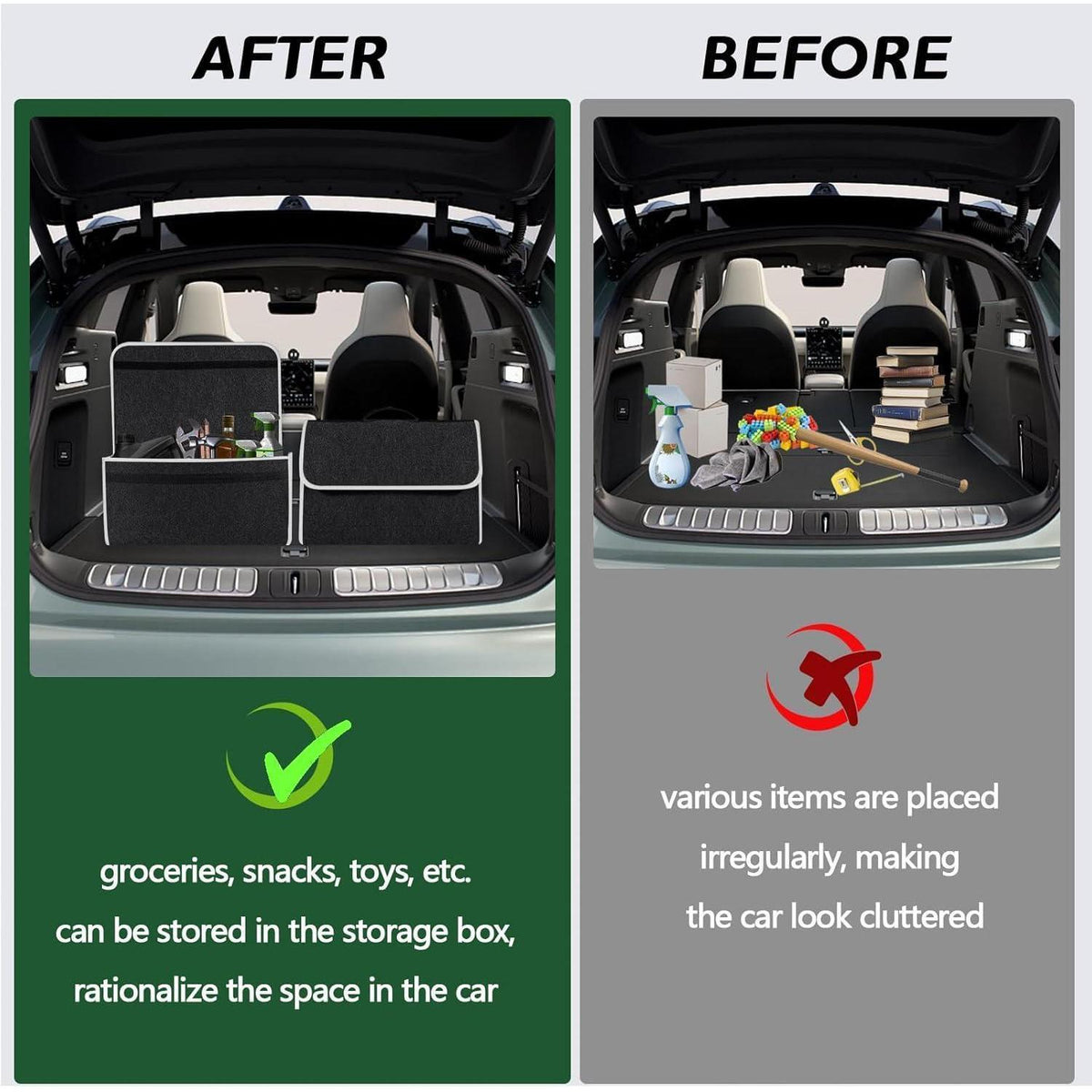 Auto Kofferraum Organizer – 2er Set, Faltbar & Rutschfest