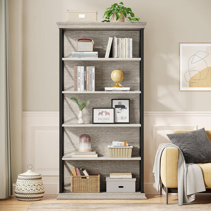 5-stufiges Bücherregal grau – Industriedesign & Stauraum