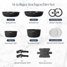 14-teiliges Keramik Topfset mit Abnehmbarem Griff
