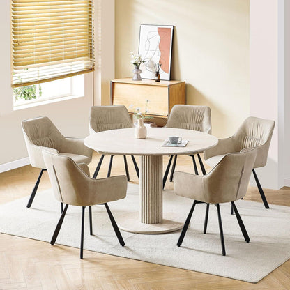 Drehbarer Esszimmerstuhl Set 6 – Samt, Khaki, 360°