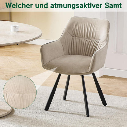 Drehbarer Esszimmerstuhl Set 2x Samt, Modern & Komfortabel