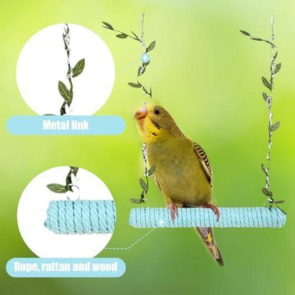 Wellensittich Schaukel aus Naturholz – Vogelschaukel für Käfige
