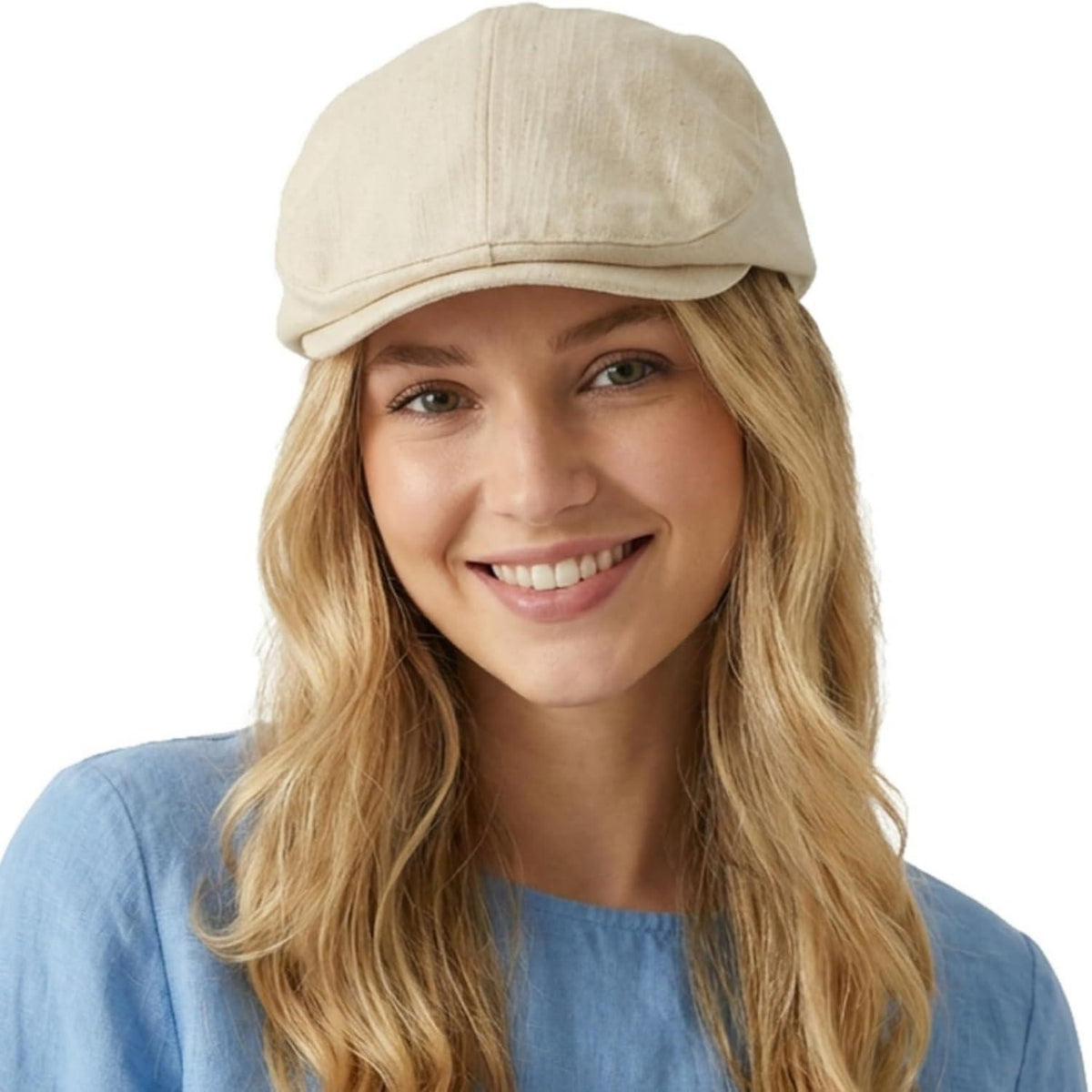 Baumwoll Flatcap Herren Damen – Schiebermütze Beige, Verstellbar