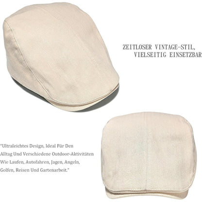 Baumwoll Flatcap Herren Damen – Schiebermütze Beige, Verstellbar