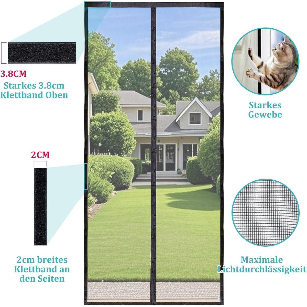 Magnetischer Insektenschutz für Balkontüren 140x240cm Schwarz