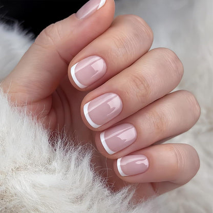 24er Set French Press on Nails - Kurz & Quadratisch Rosa