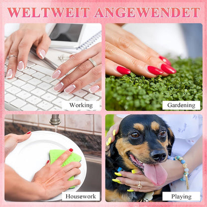 24er Set French Press on Nails - Kurz & Quadratisch Rosa