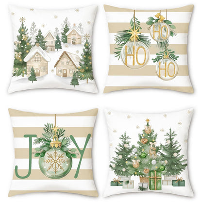 Weihnachtskissenbezug 4er Set 45x45 cm Winterdeko