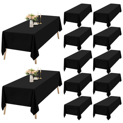 12x Schwarz Tischdecke 153x260cm - Rechteckig & Waschbar
