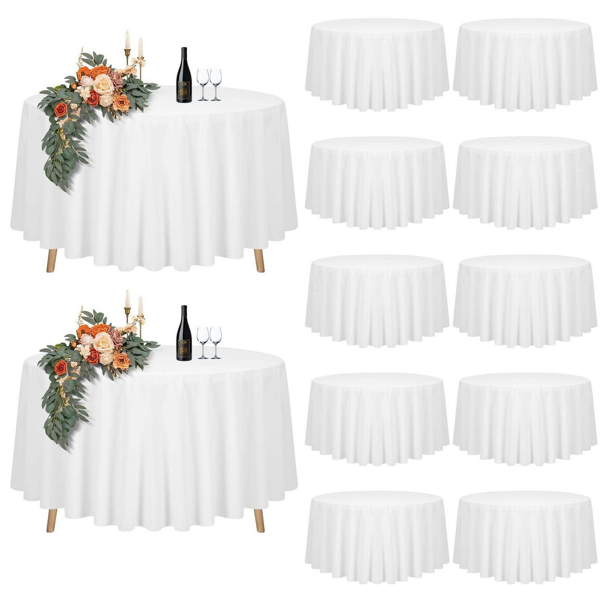 12x Runde Tischdecke Weiß 305cm – Perfekt für Hochzeiten & Events