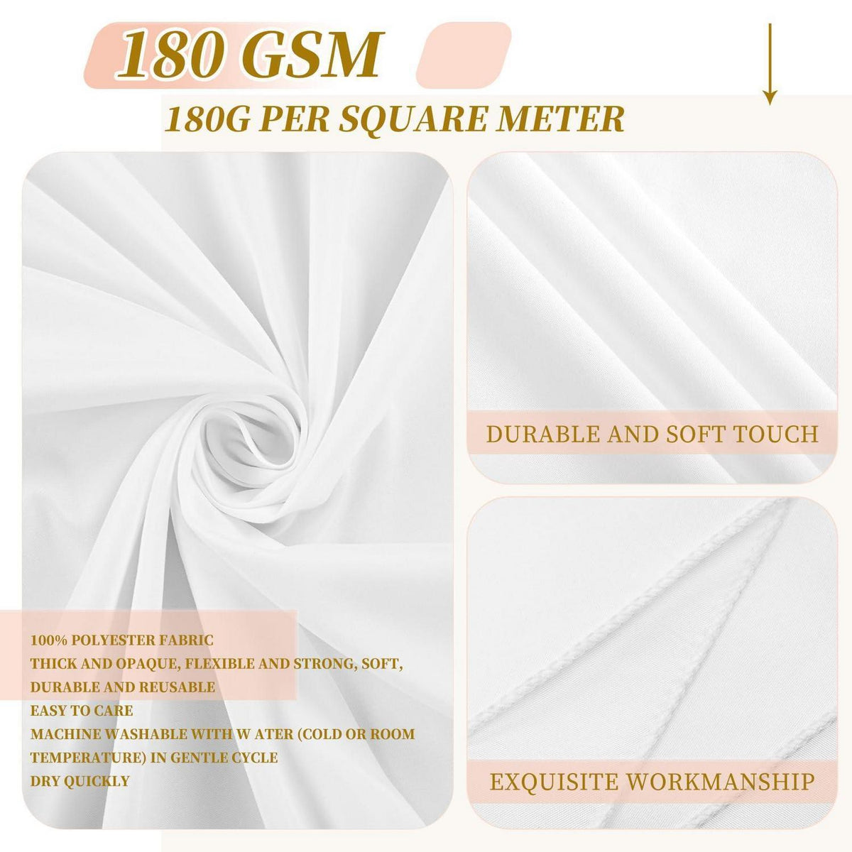 Weiße Tischdecke 132x132cm – Quadratisch, Polyester, Waschbar