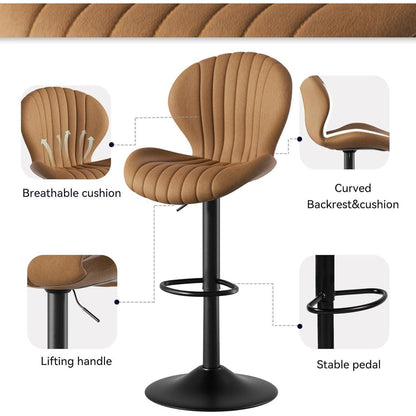 Verstellbarer Barhocker 3er Set mit Fußstütze & 360° Drehung