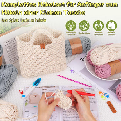 Häkelset Tasche für Anfänger mit Anleitung und Wolle