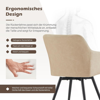 Drehbare Esszimmerstühle 2er Set, Beige Creme