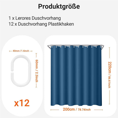 Duschvorhang 200x200 cm Dunkelblau, Wasserabweisend, Beschwerter Saum
