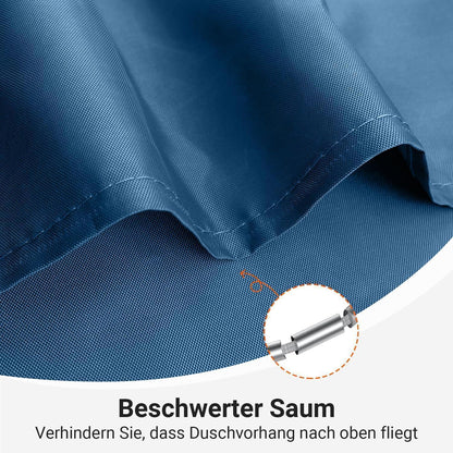Duschvorhang 200x200 cm Dunkelblau, Wasserabweisend, Beschwerter Saum