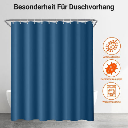 Duschvorhang 200x200 cm Dunkelblau, Wasserabweisend, Beschwerter Saum