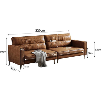 Vintage 3-Sitzer Sofa Braun – Retro Couch mit Knopfheftung & Metallfüßen