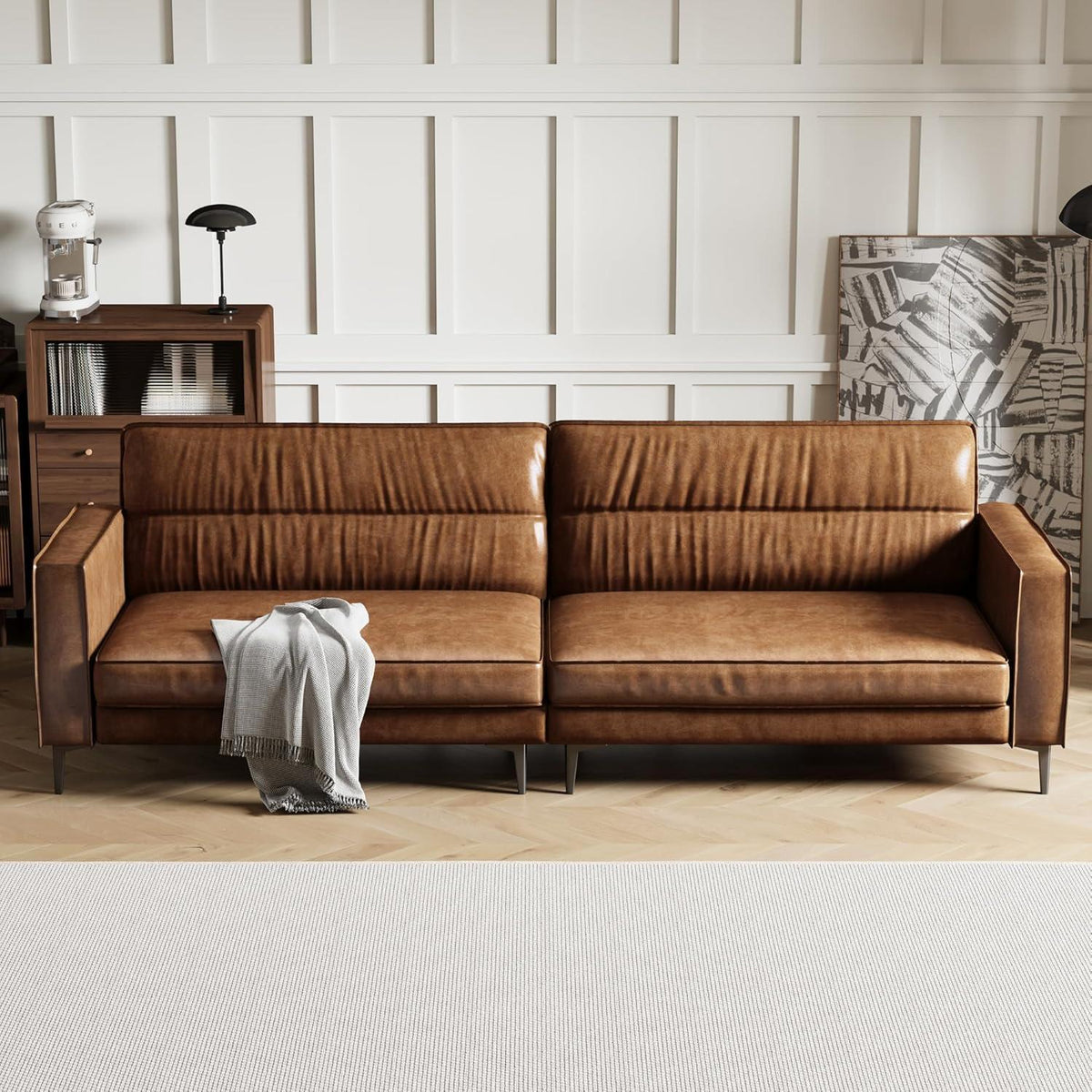 Vintage 3-Sitzer Sofa Braun – Retro Couch mit Knopfheftung & Metallfüßen