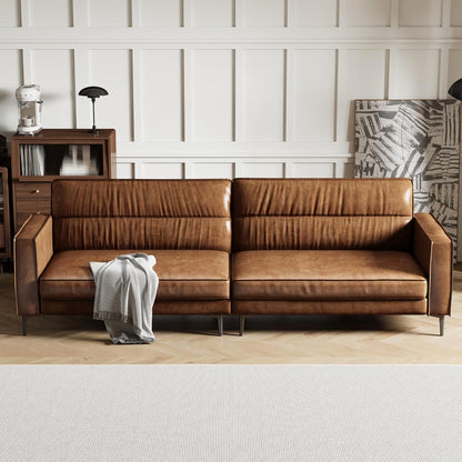 Vintage 3-Sitzer Sofa Braun – Retro Couch mit Knopfheftung & Metallfüßen