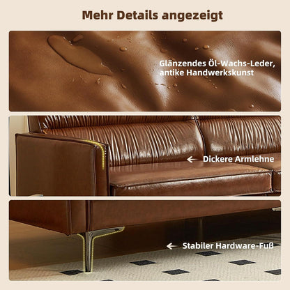 Vintage 3-Sitzer Sofa Braun – Retro Couch mit Knopfheftung & Metallfüßen