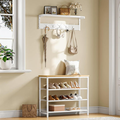 Wandgarderobe mit 7 Haken und Ablage, Weiß