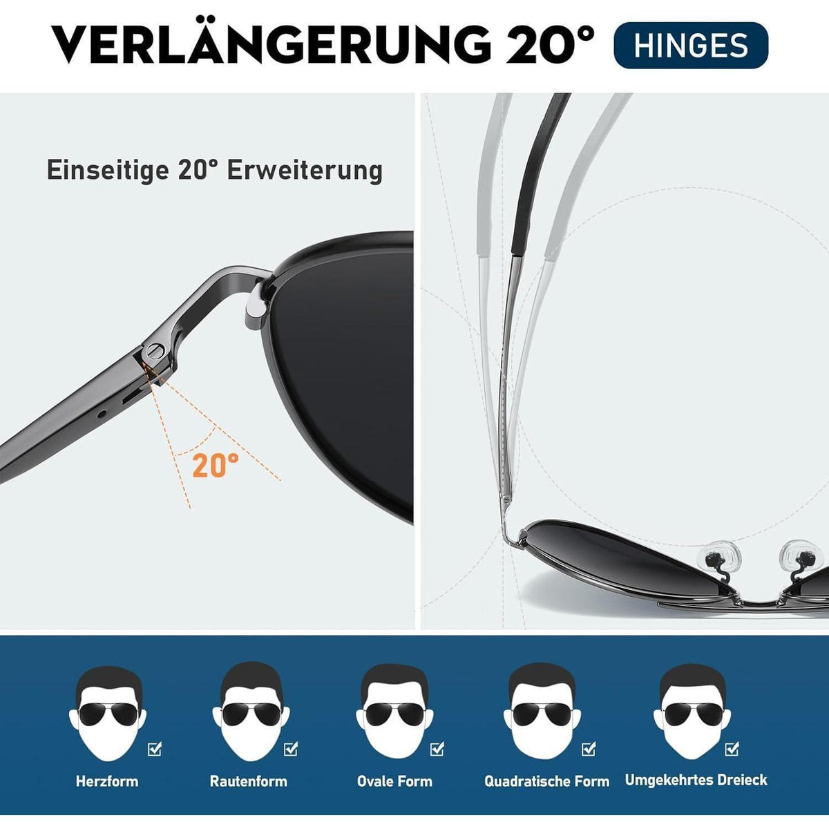 Polarisierte Sonnenbrille Unisex UV400 Vintage Metallrahmen Grau/Schwarz