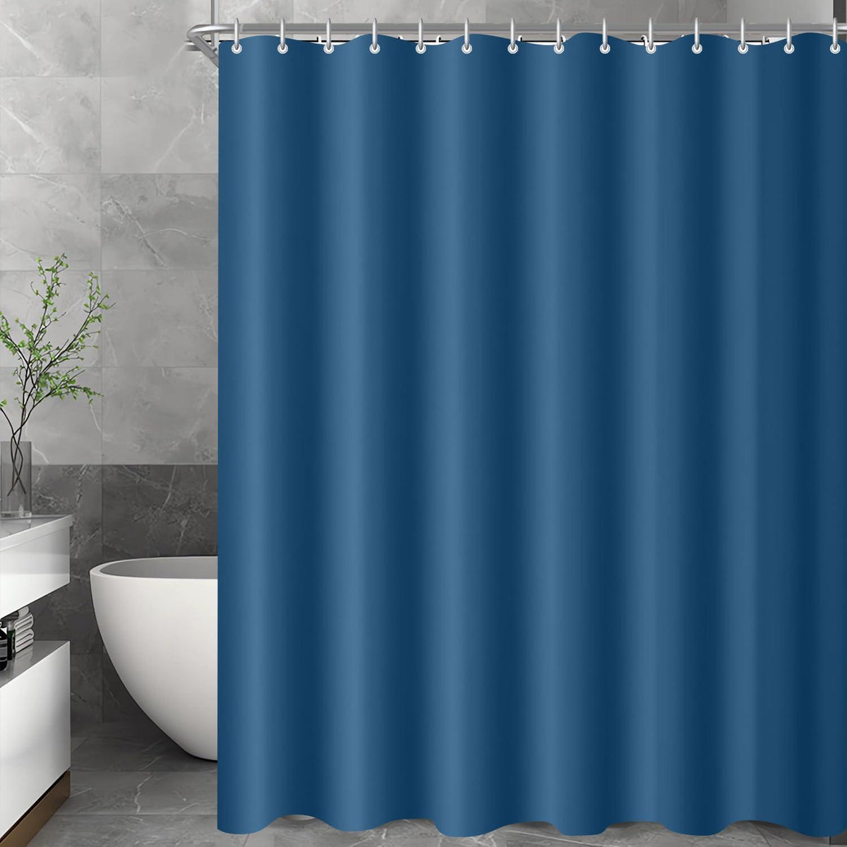Duschvorhang dunkelblau 180x180 cm | Antischimmel & Wasserabweisend