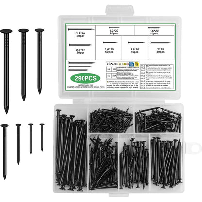 290tlg. Stahlnägel Set für Bilder & Handwerk, 7 Größen