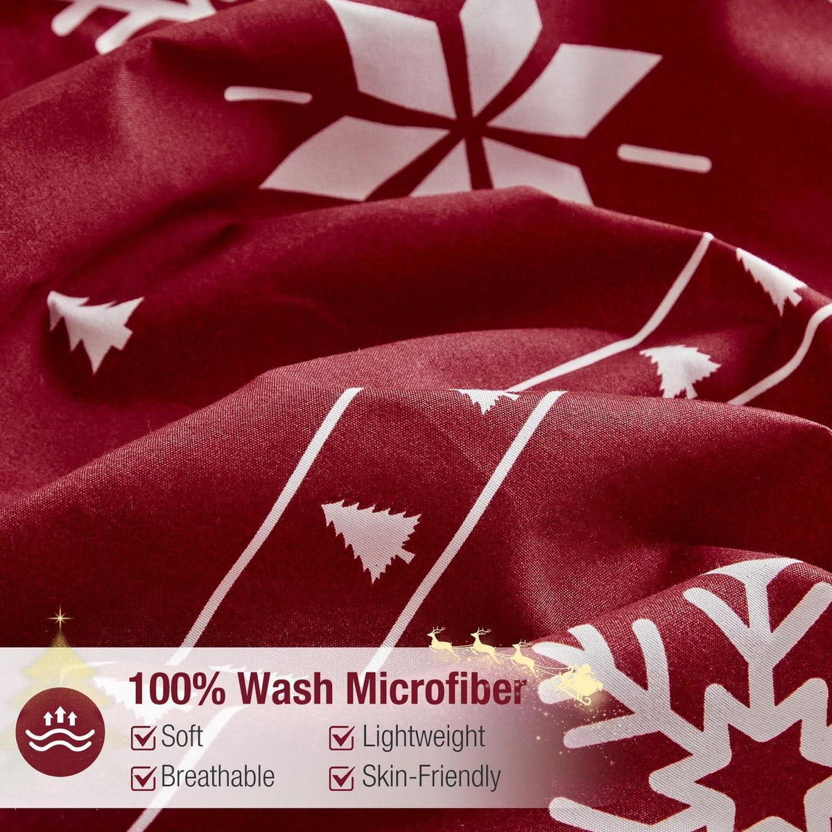 Weihnachts Bettwäsche-Set rot Schneeflocken 200x200 cm