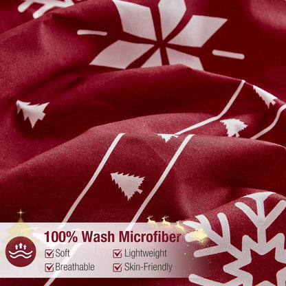Weihnachts Bettwäsche-Set rot Schneeflocken 200x200 cm