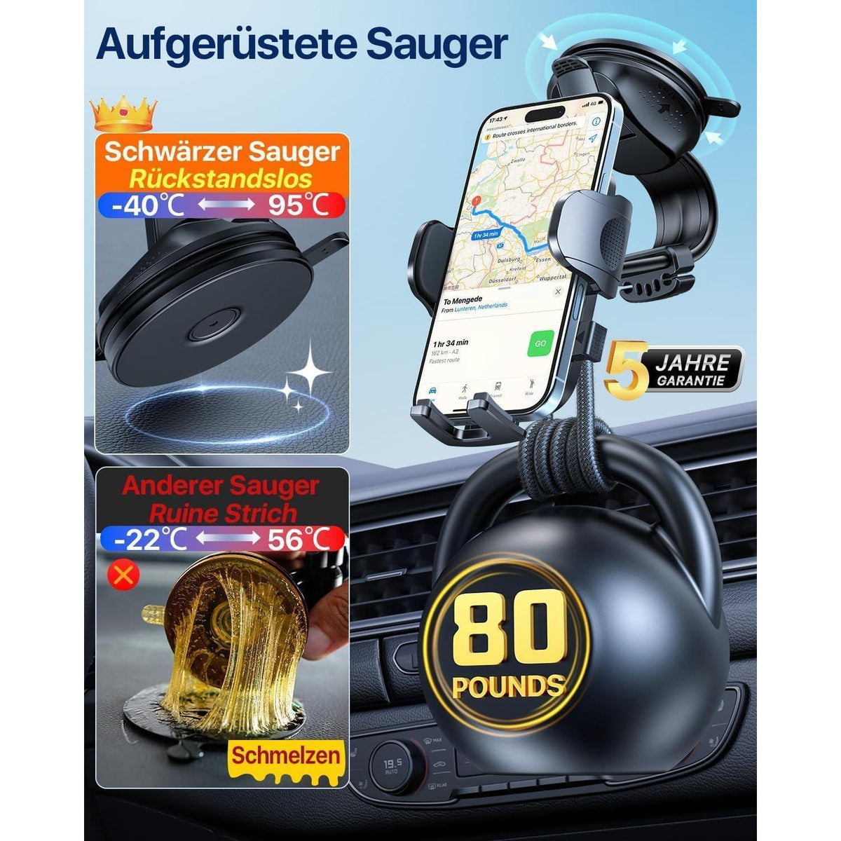 Saugnapf Handyhalter Auto 360° Drehbar für iPhone & Samsung