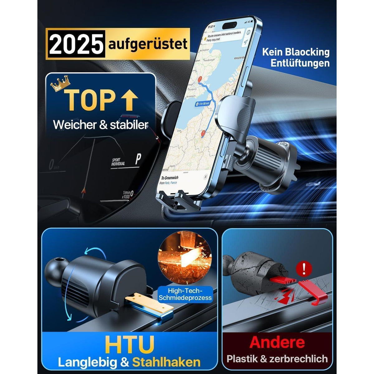 Saugnapf Handyhalter Auto 360° Drehbar für iPhone & Samsung