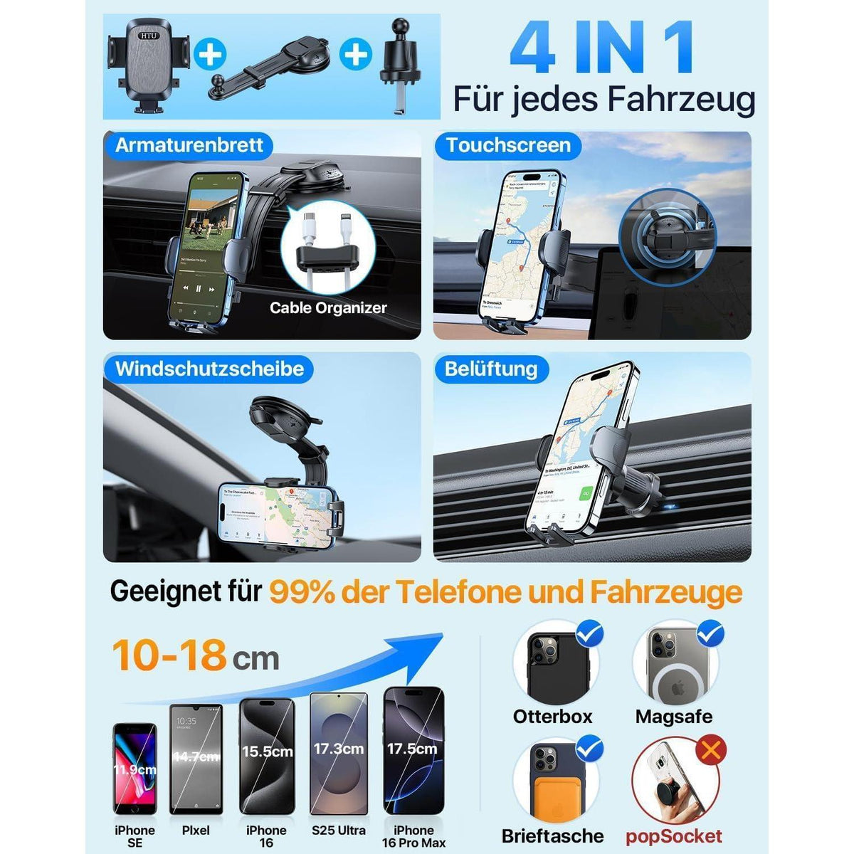 Saugnapf Handyhalter Auto 360° Drehbar für iPhone & Samsung