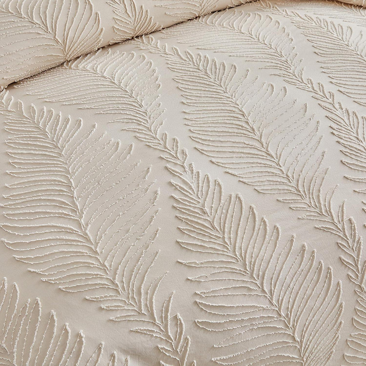 Getuftete Bettwäsche 220x240 Beige Blattmuster mit Kissenbezügen