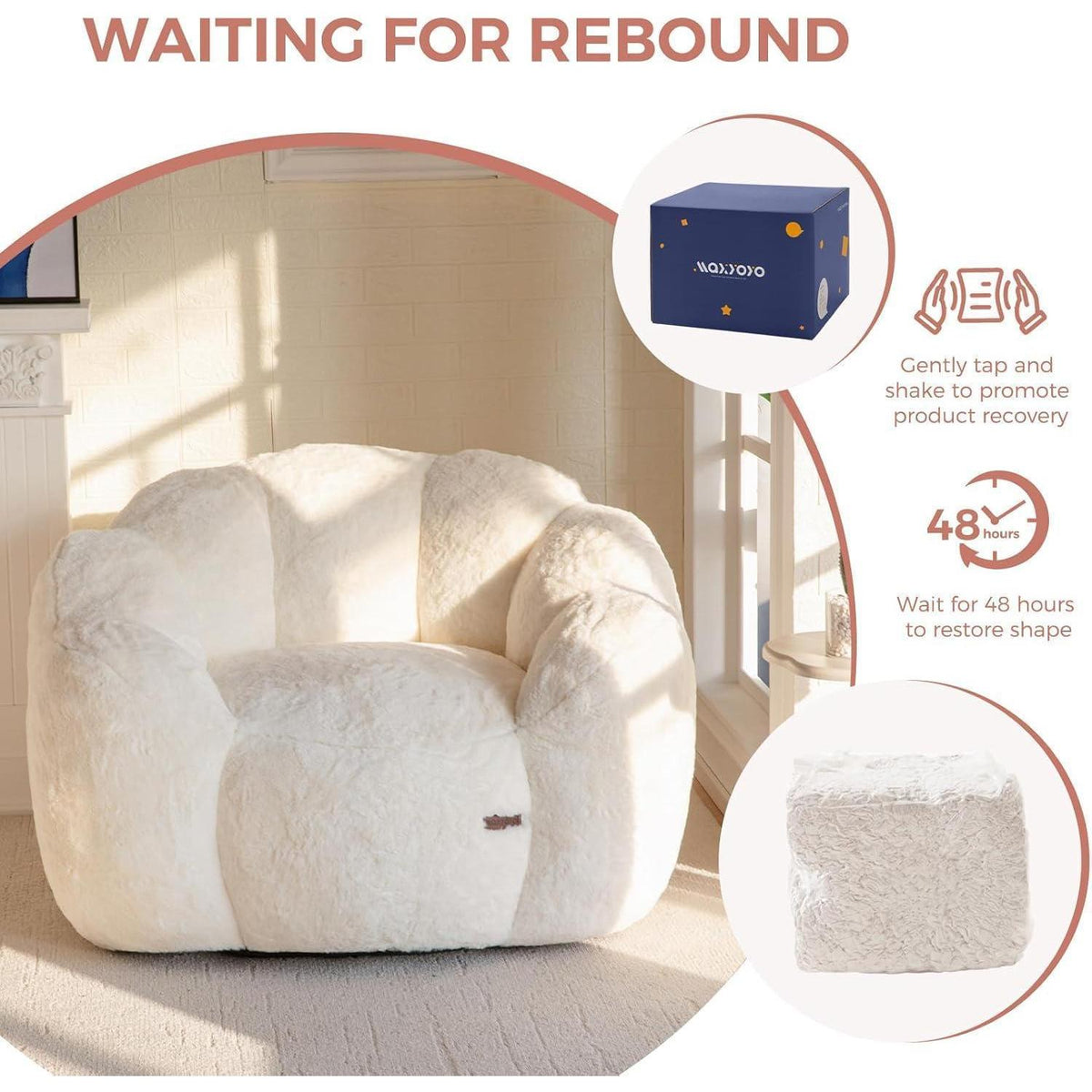 Flauschiger Sitzsack Erwachsene – Blumen Design, Memory Foam