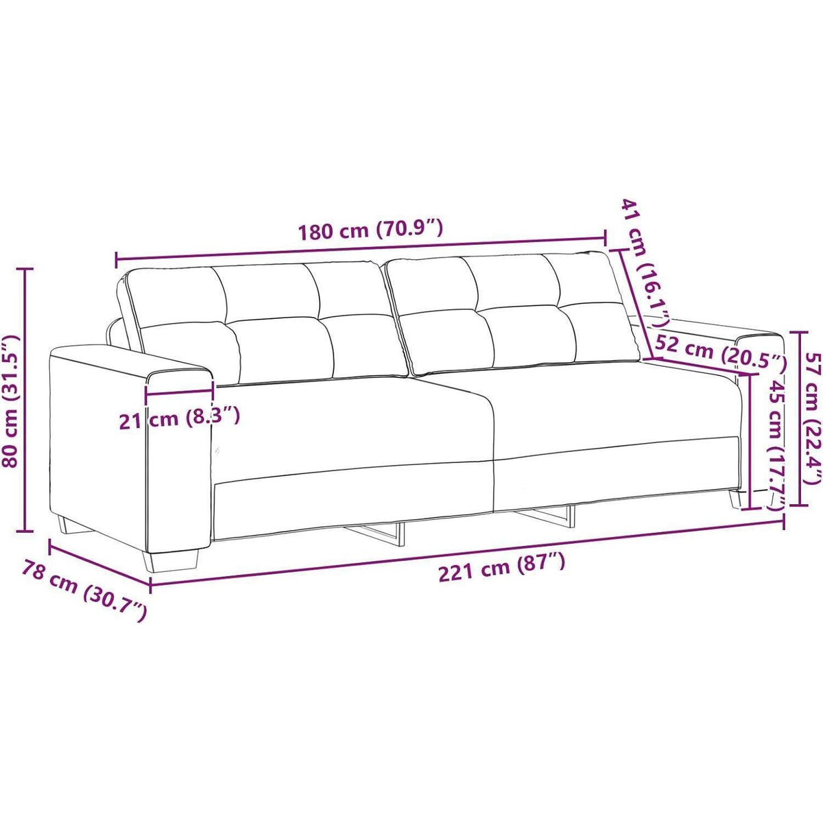 Rosa 3-Sitzer Samtsofa mit Kissen – 180 cm Modernes Design