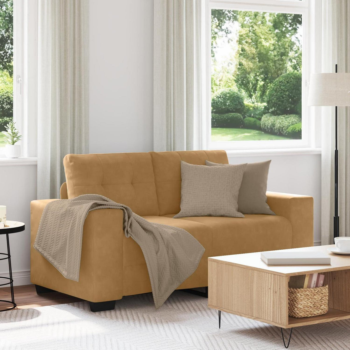 Samtsofa Zweisitzer Braun – Modernes Polstersofa 120 cm