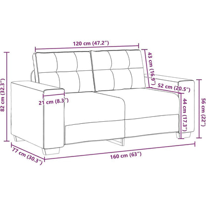 Samtsofa Zweisitzer Braun – Modernes Polstersofa 120 cm