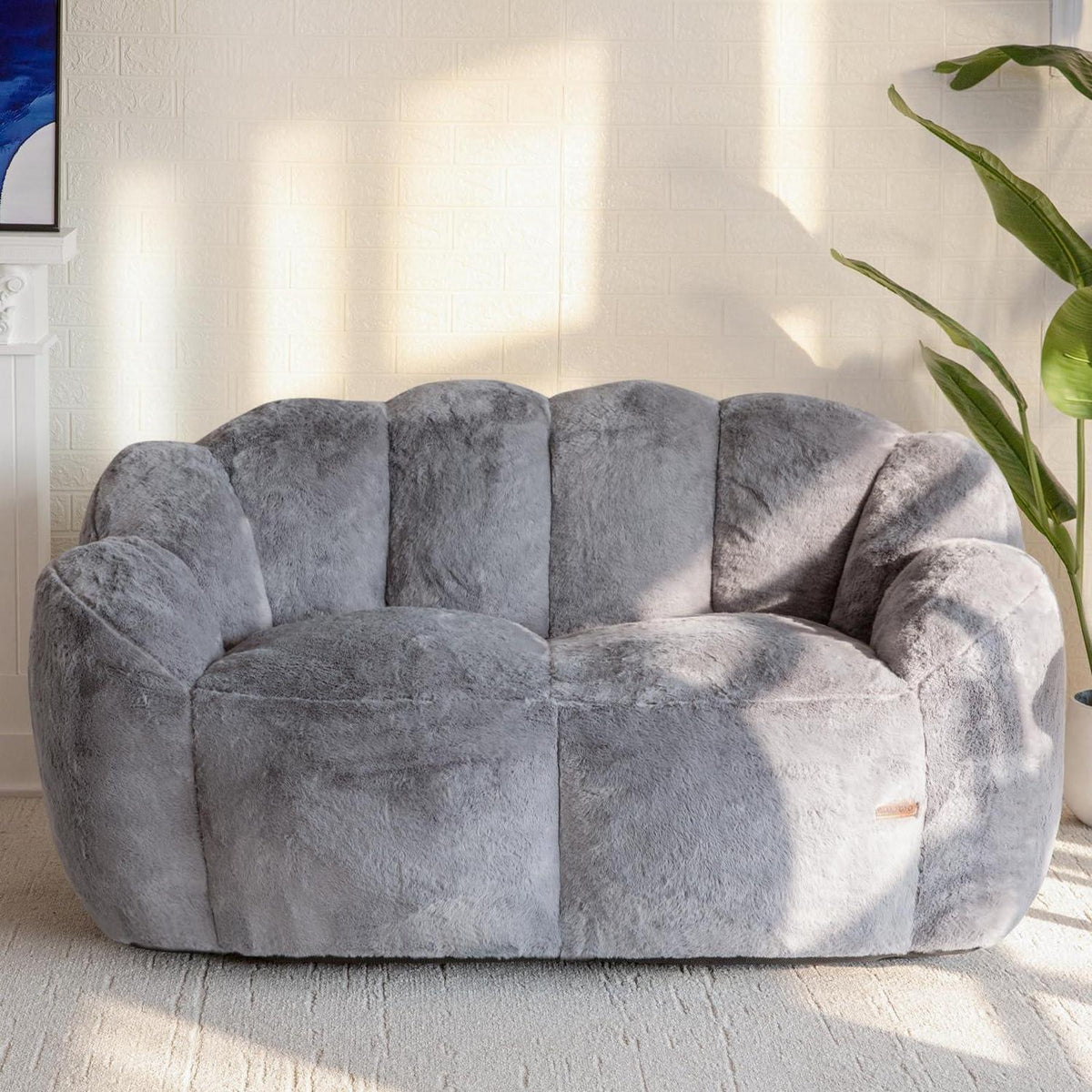 Floral Sitzsack 2-Sitzer mit Memory Foam – Grau