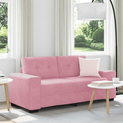 Rosa Zweisitzer-Sofa mit Kissen – Samt, 140 cm