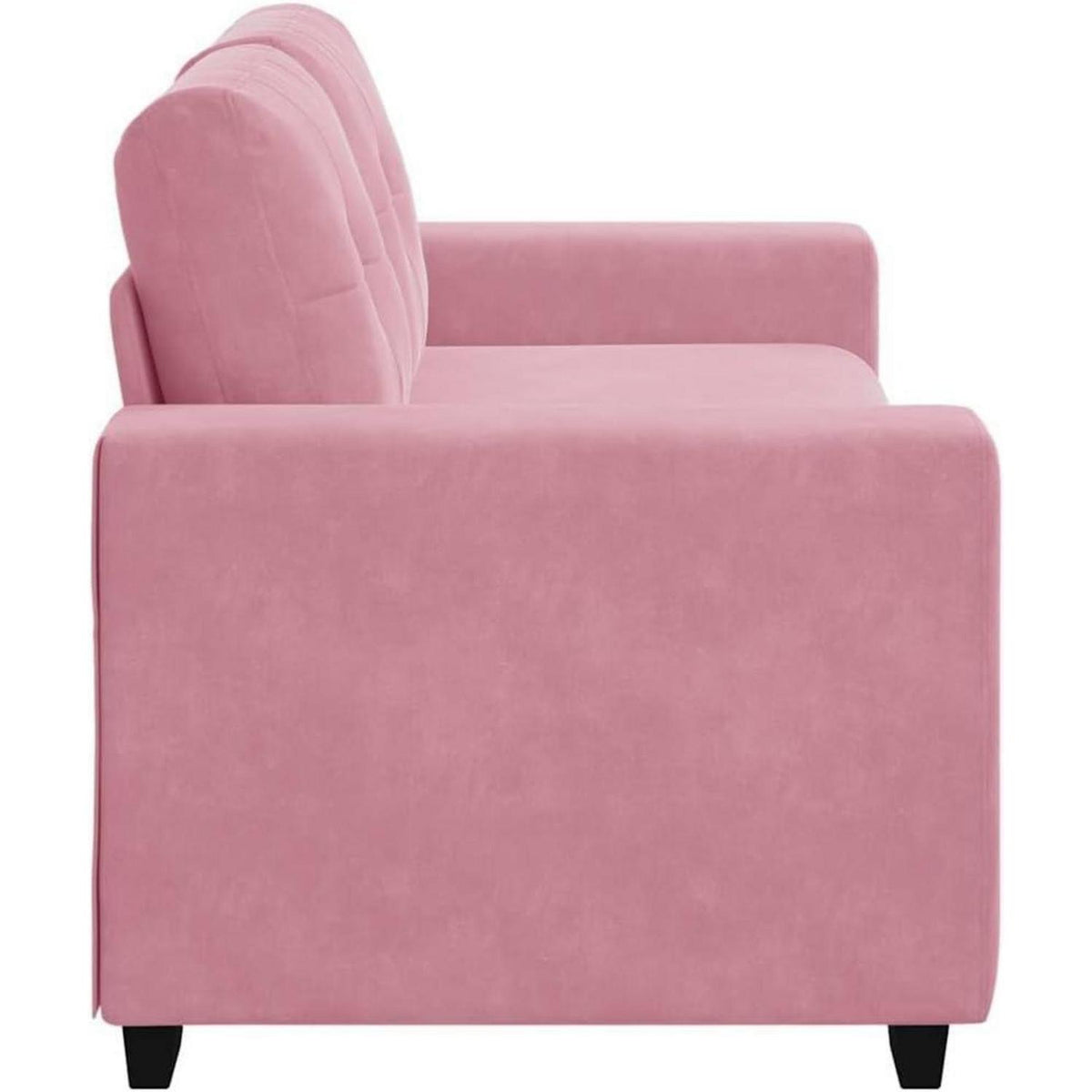 Rosa Zweisitzer-Sofa mit Kissen – Samt, 140 cm