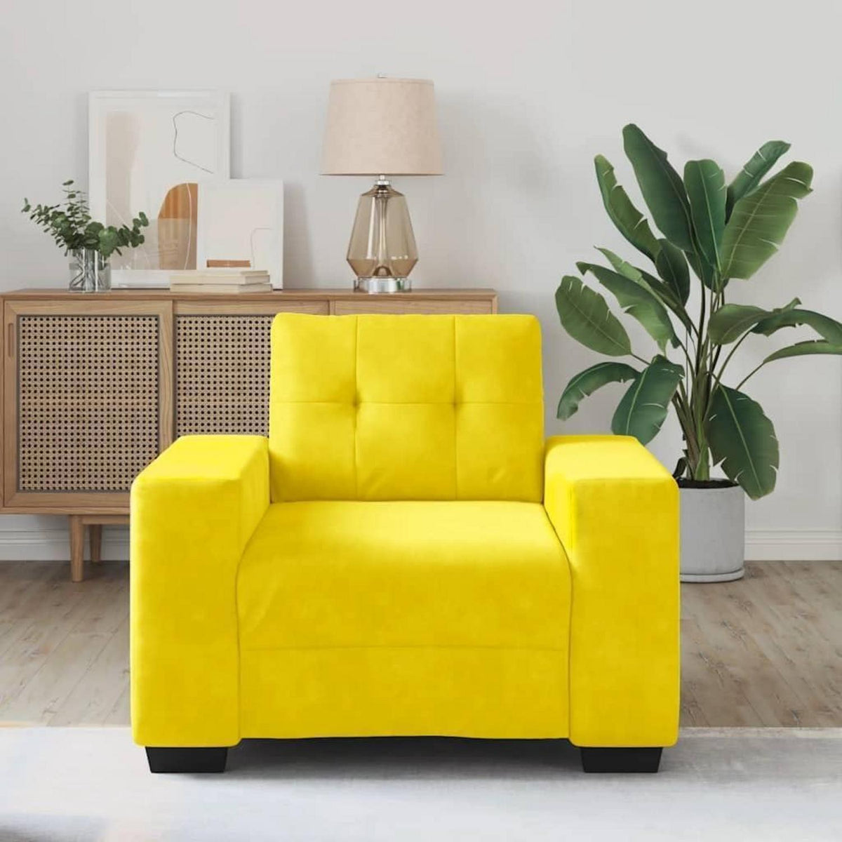 Kleines Samt Sofa Gelb – Bequemer Sessel 60x60 cm