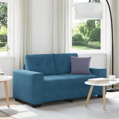 Modernes Zweisitzer Sofa Blau – Bequemes Leinen & Samt