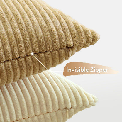 4er Set Cord Kissenbezüge 50x50 cm Grün Orange Braun Beige