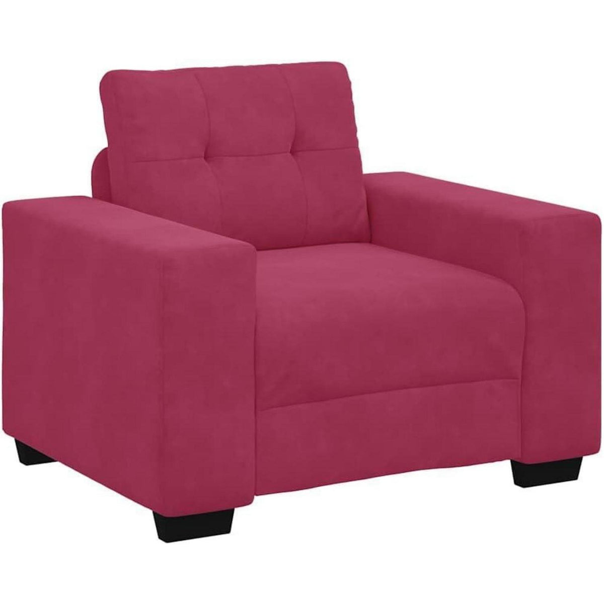 Weinroter Samt Sessel mit Kissen – 60 cm Wohnzimmer Sofa