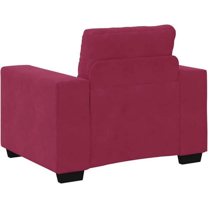 Weinroter Samt Sessel mit Kissen – 60 cm Wohnzimmer Sofa